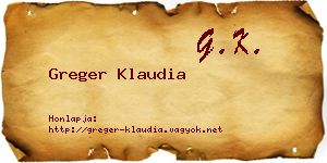 Greger Klaudia névjegykártya